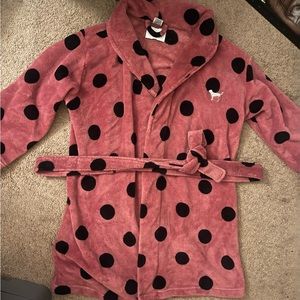 Victoria's Secret Size  M/L "I Only Sleep in Pink" Polka Dot Plush Bathrobe Robe